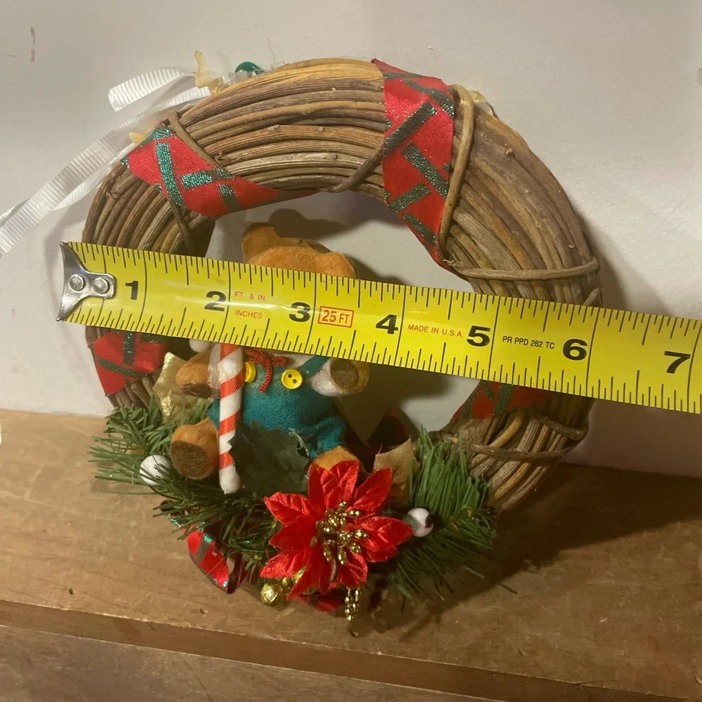Vintage Christmas handmade Teddy Bear Wreath